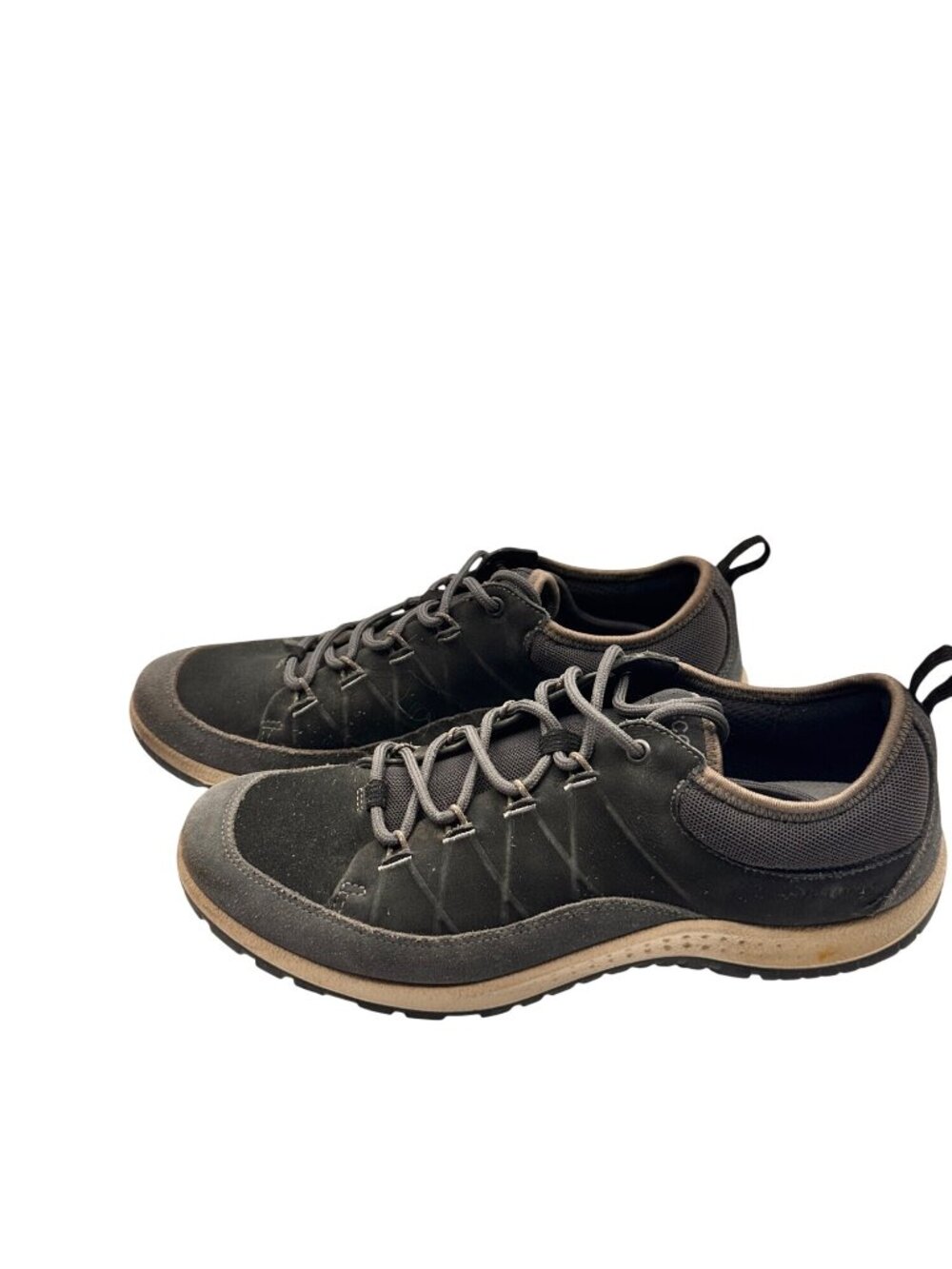 Ecco 10-10.5 Black Lace-Up Casual Hiking Shoes Suede Upper Rubber Sole Womens